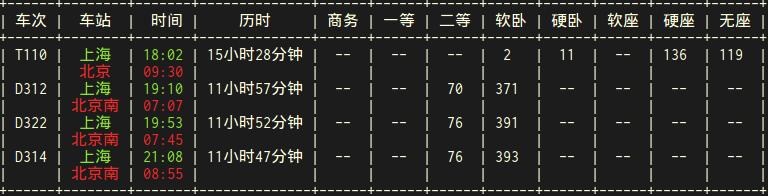 Python火车票查询器